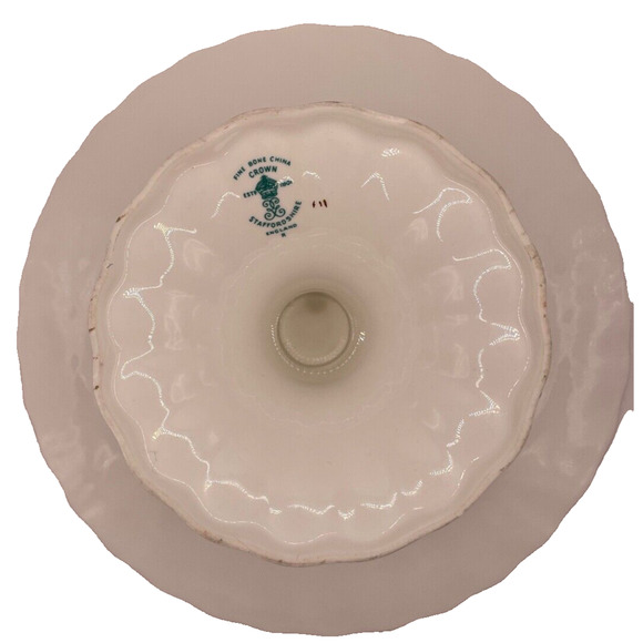 Fine Bone China Crown Staffordshire England R Cake Plate On Stand - Picture 7 of 8